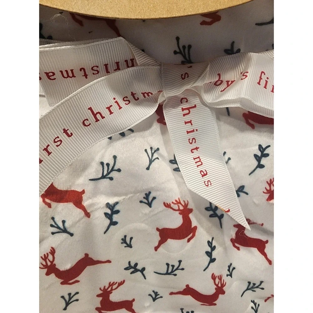 OEKO-TEX standard 100 Baby's First Christmas reversible mink to sherpa blanket